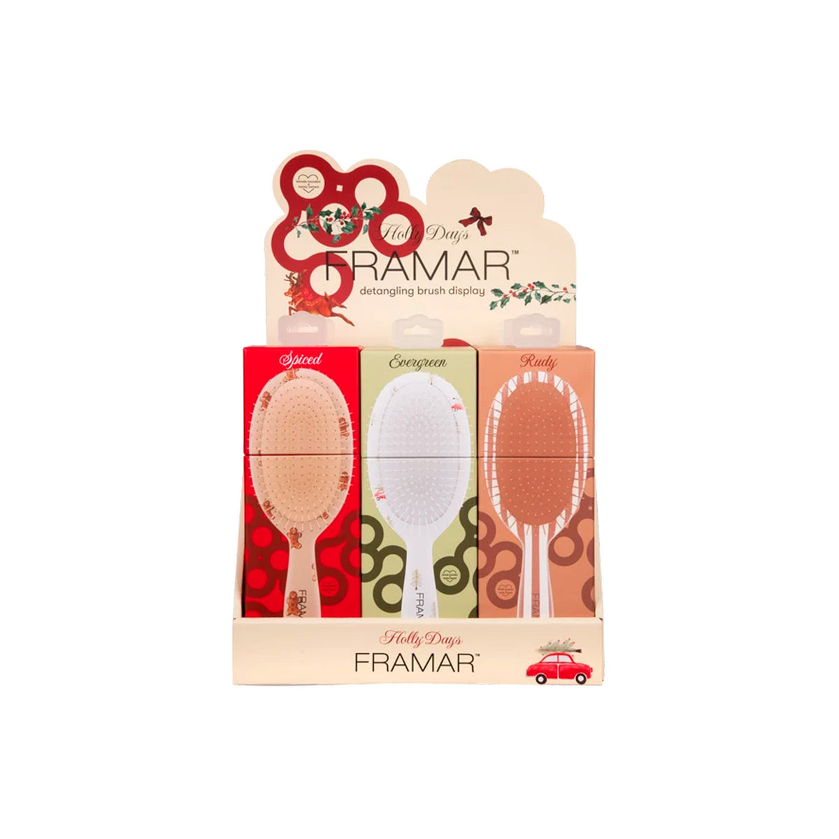 Framar Holly Days Detangle Brush Display