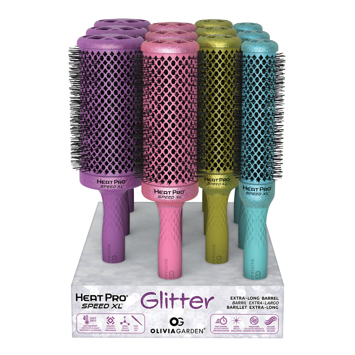 Olivia Garden Heat Pro Speed XL Glitter 12pc Display