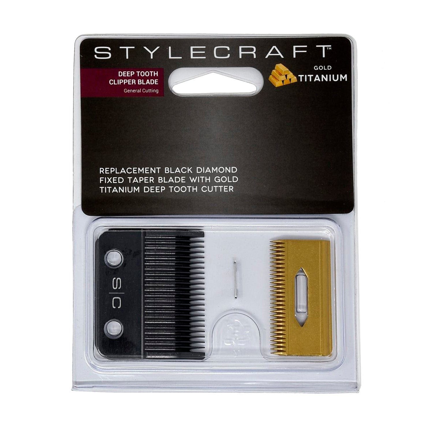 Alpha Clipper Blade with Black Diamond Fixed Blade and Gold Titanium Cutter