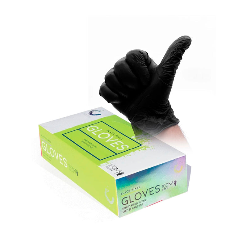 ColorTrak Salon Gloves DISPOSABLE POWDER FREE VINYL GLOVES BLACK 100